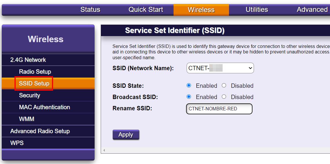 Config SSID Calix